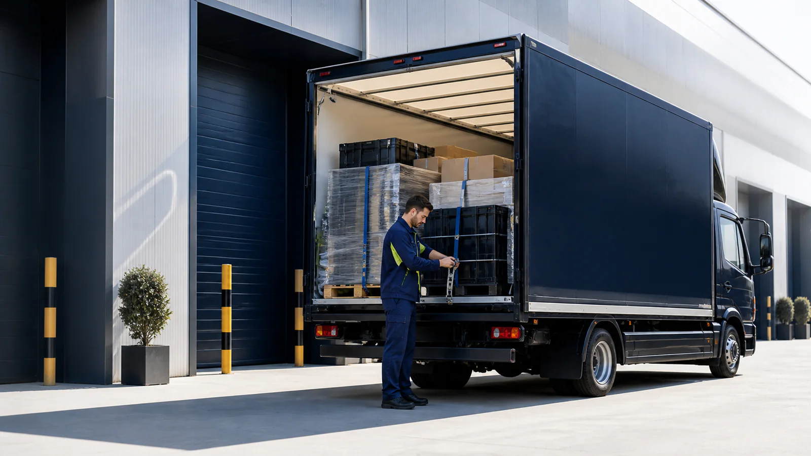 Professionista Elisa Group accanto a un camion per trasporti nazionali